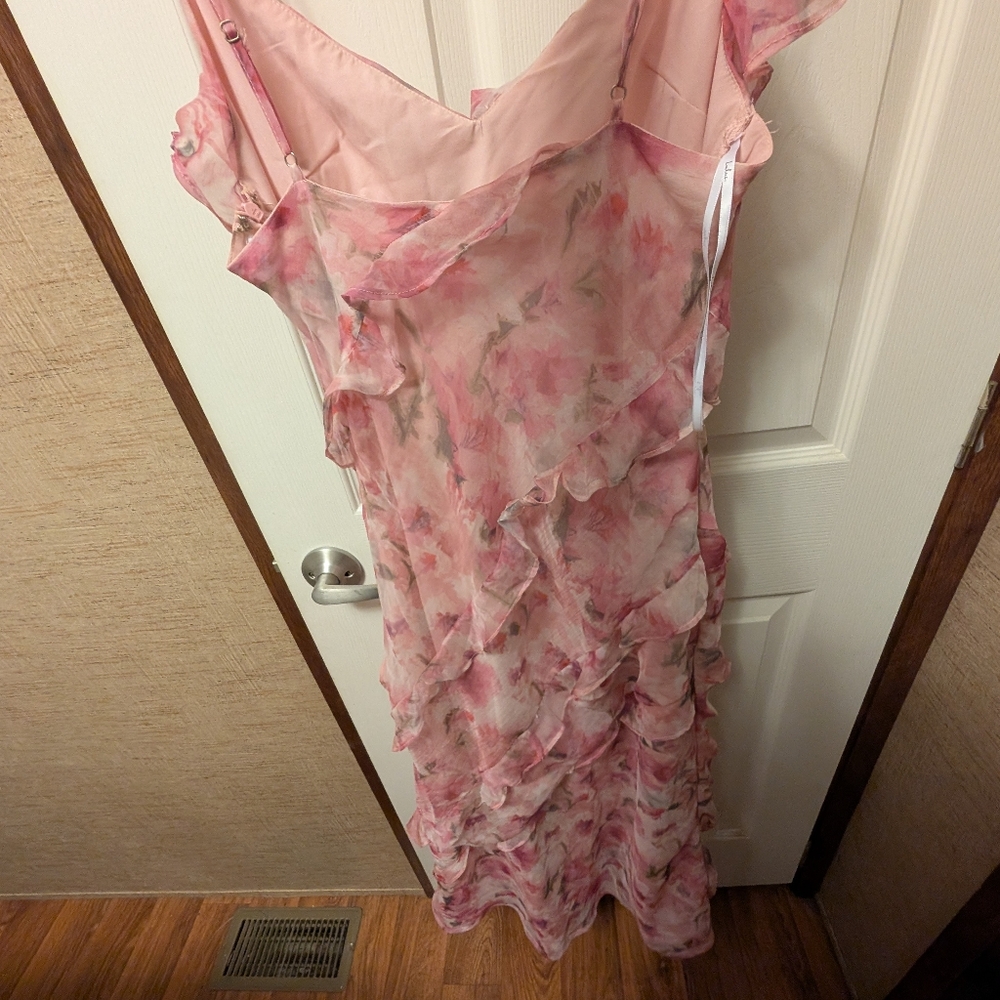 Lulu's Pink Floral Ruffled Slip Dress - Picture 6 of 13